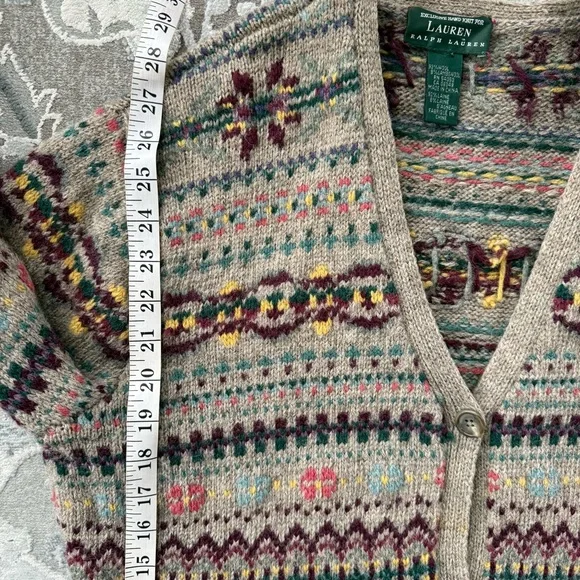 Ralph Lauren Vintage Wool Fair Isle Cardigan Sweater - Picture 7 of 8